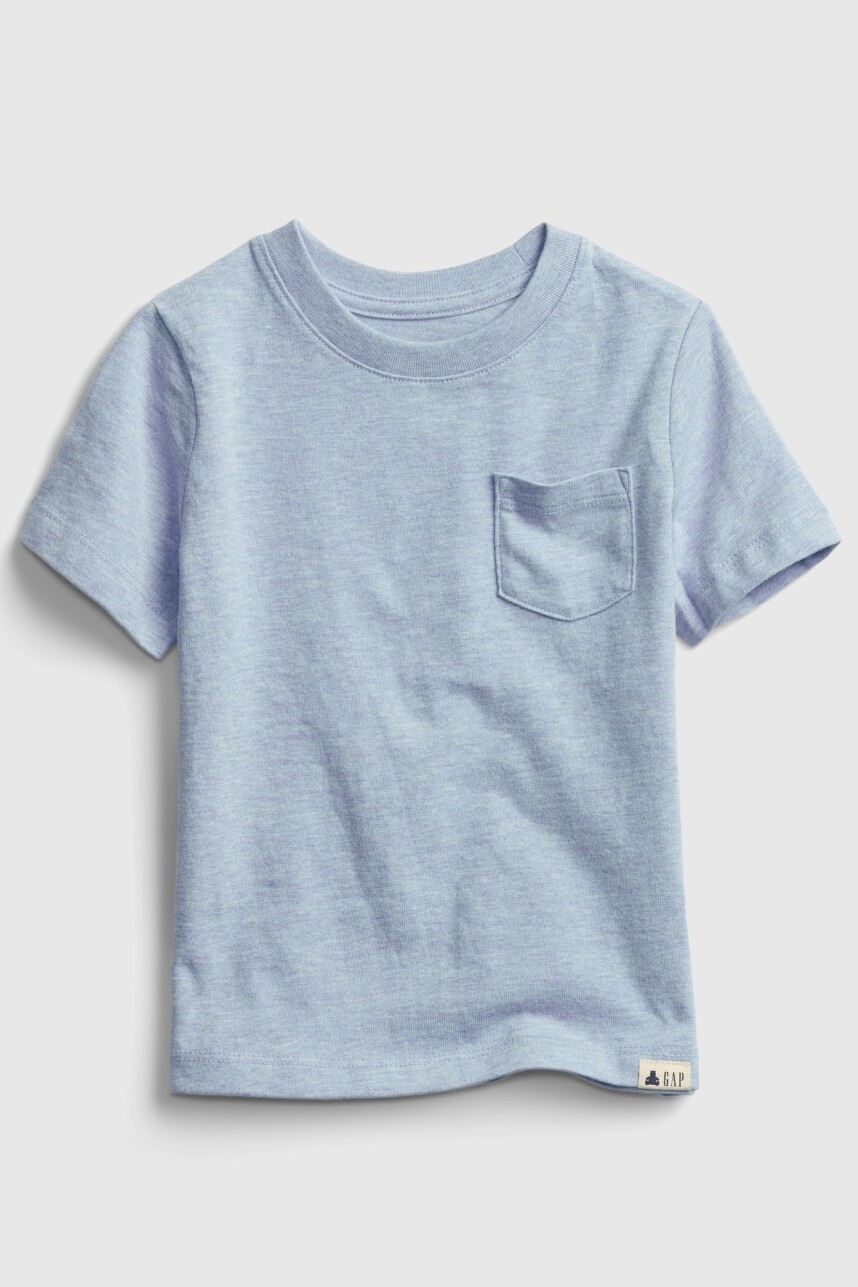 Remera Manga Corta Con Bolsillo Toddler Niño Blue Heather