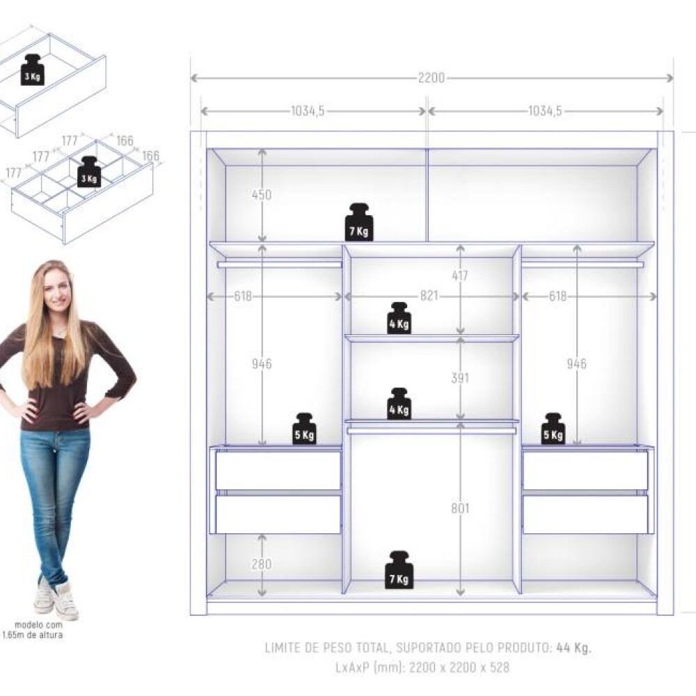 Ropero 2 Puertas - Trianon Negro