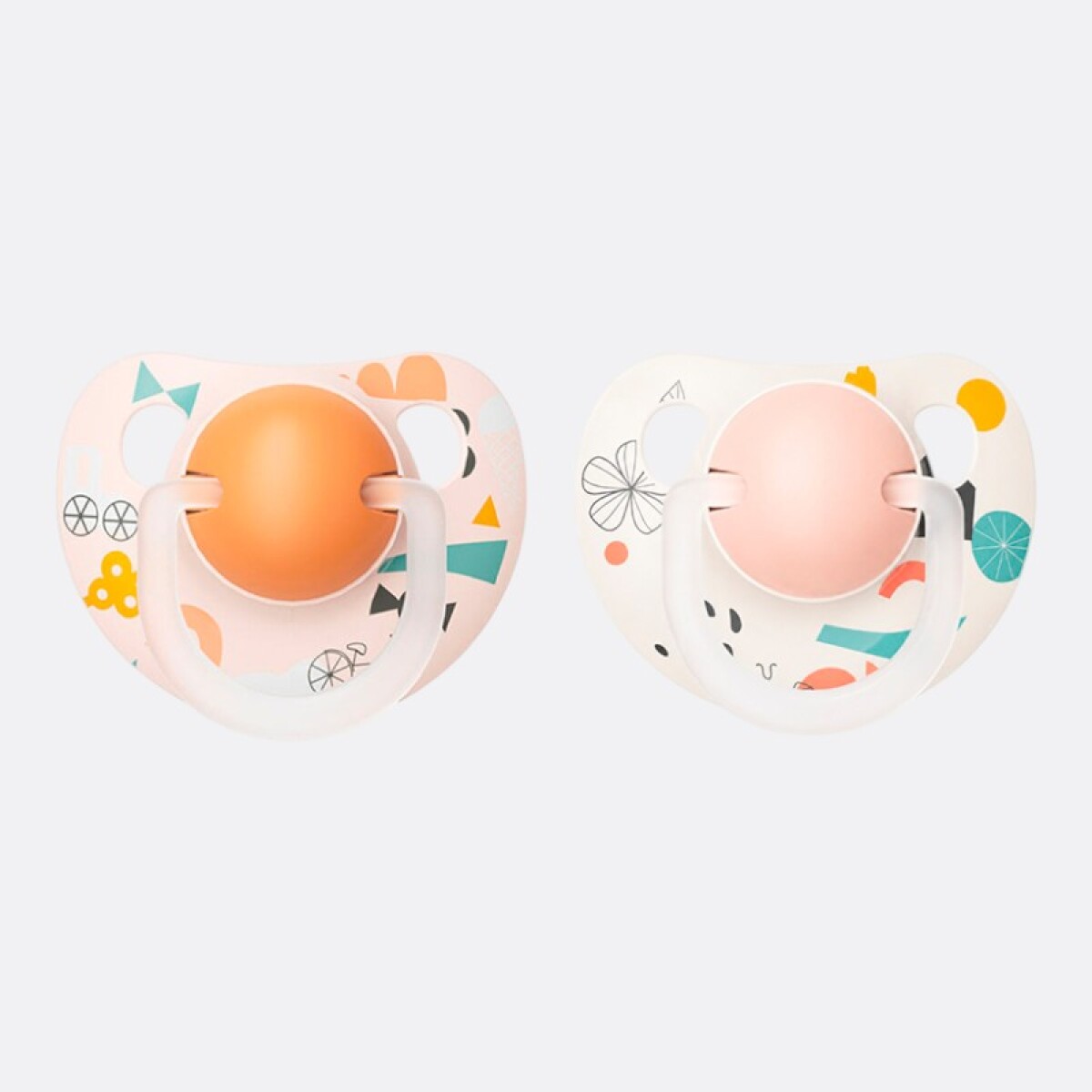 Set De Chupetes X2 0-18Meses - Rosa/Naranja 