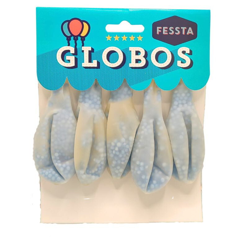 Globo Fessta Transparente con Pelotitas x4 Celeste