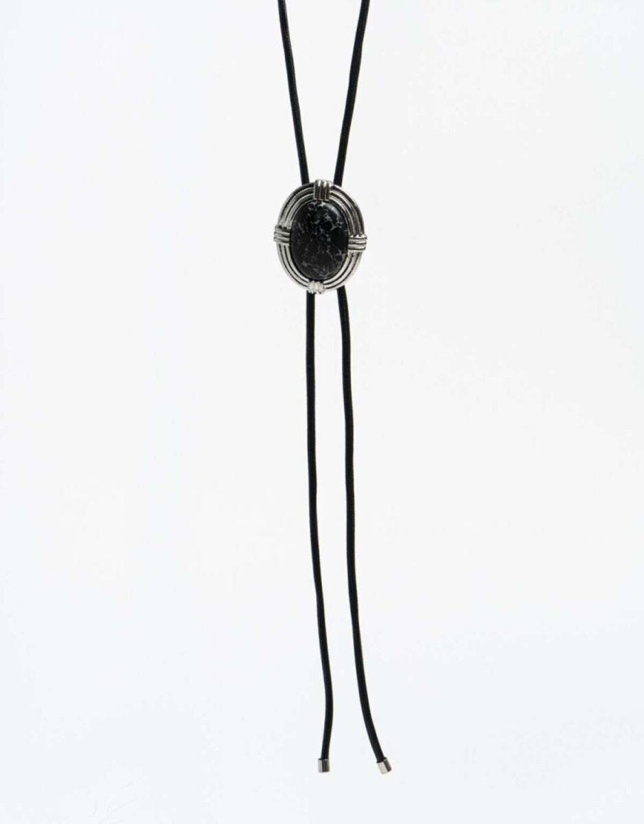 Collar Largo Piedra Vintage - Plateado 