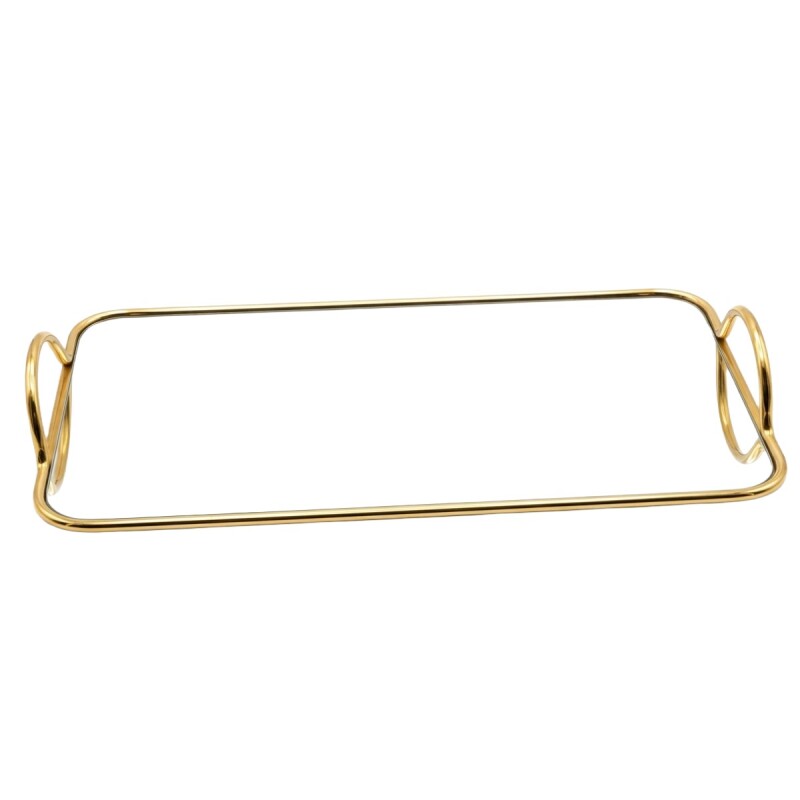 BANDEJA ESPEJADA/METAL DORADO 35X20CM Unica