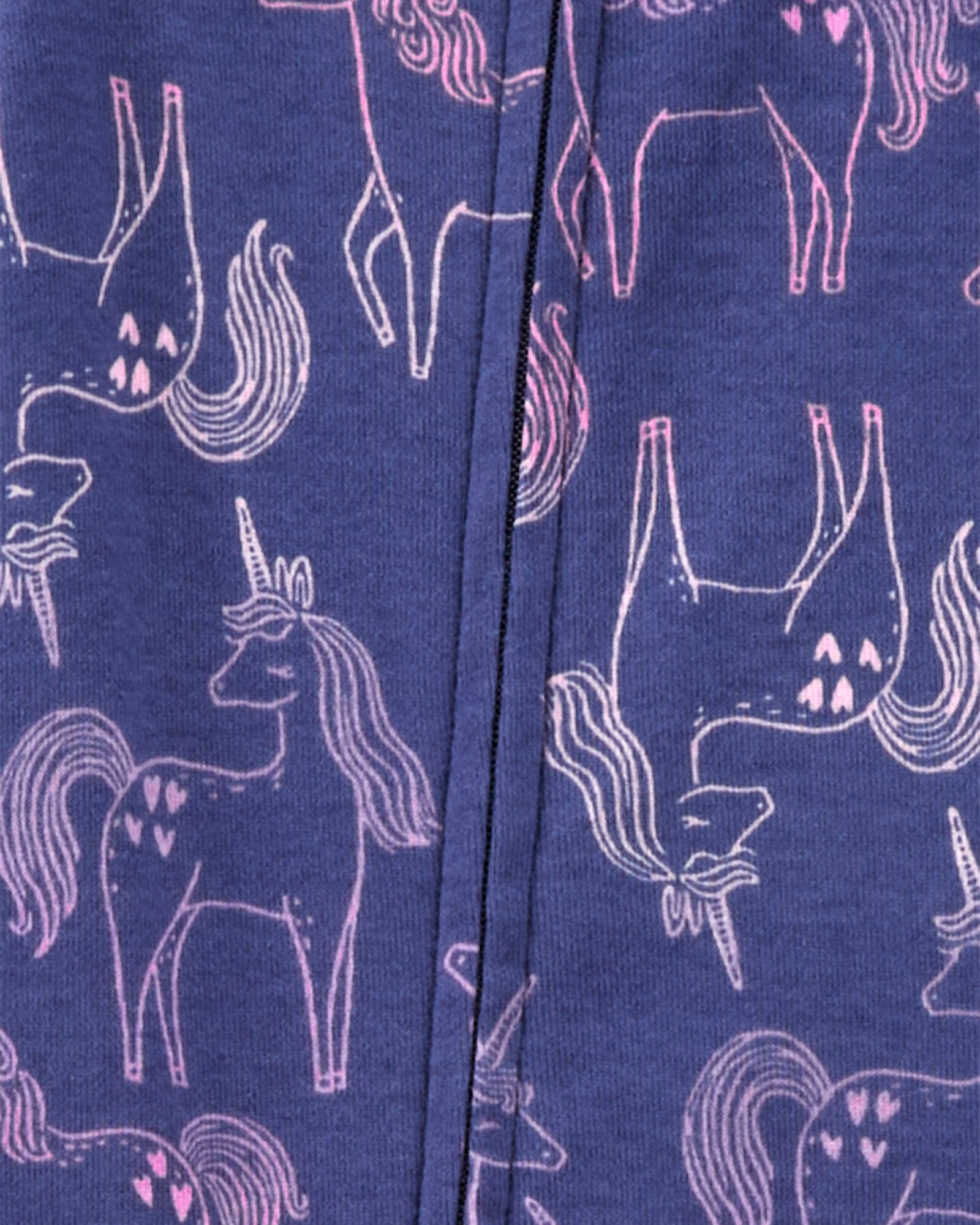 Pijama una pieza de algodón, con pie, violeta, diseño unicornios. Talles 12-24M Sin color