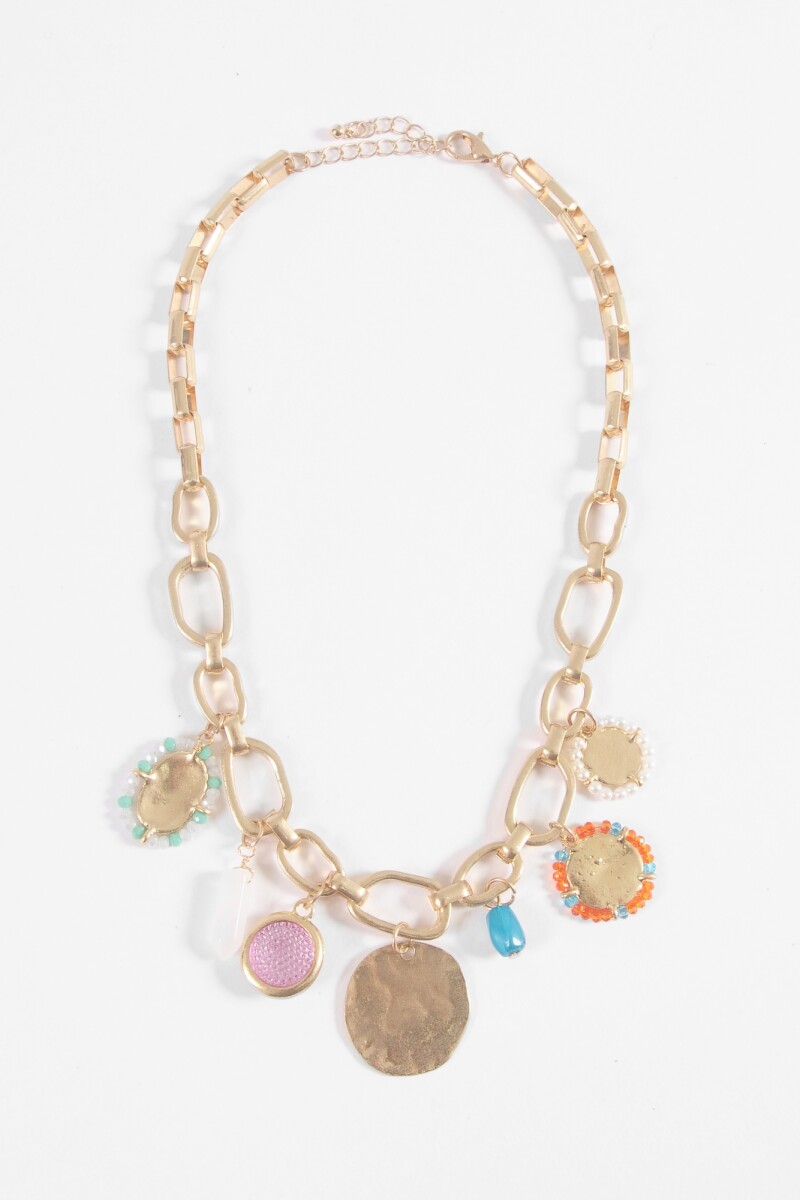 Collar cadena dijes medalla dorado