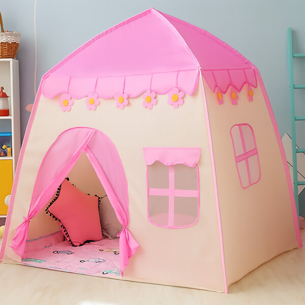 Carpa Casita Infantil Desarmable C/ Ventanas Diseño Infantil Color Rosa