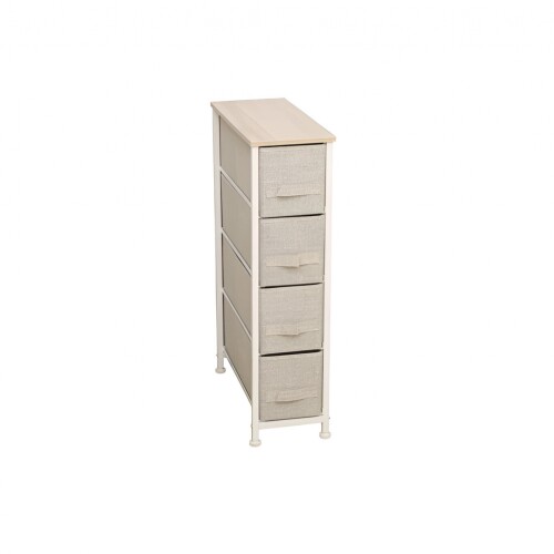 Mueble Organizador - 4 Cestos - Tela/Acero - Beige Mueble Organizador - 4 Cestos - Tela/Acero - Beige