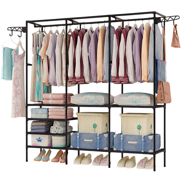 Perchero Organizador Ropero IMBACK IBK-PER009 | 160 cm, Estructura Metálica Reforzada, 8 Estantes y Colgador de Ropa Negro Perchero Organizador Ropero IMBACK IBK-PER009 | 160 cm, Estructura Metálica Reforzada, 8 Estantes y Colgador de Ropa Negro