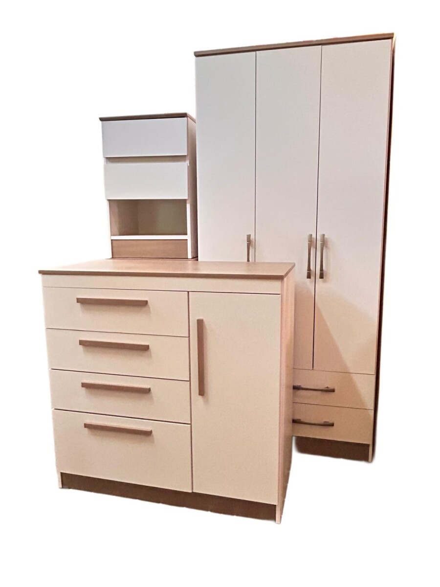 Combo BLUSH Ropero + Cajonera + Mesa de Luz 