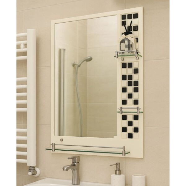 ESPEJO 50 X 70 CON REPISA - BLANCO/NEGRO ESPEJO 50 X 70 CON REPISA - BLANCO/NEGRO