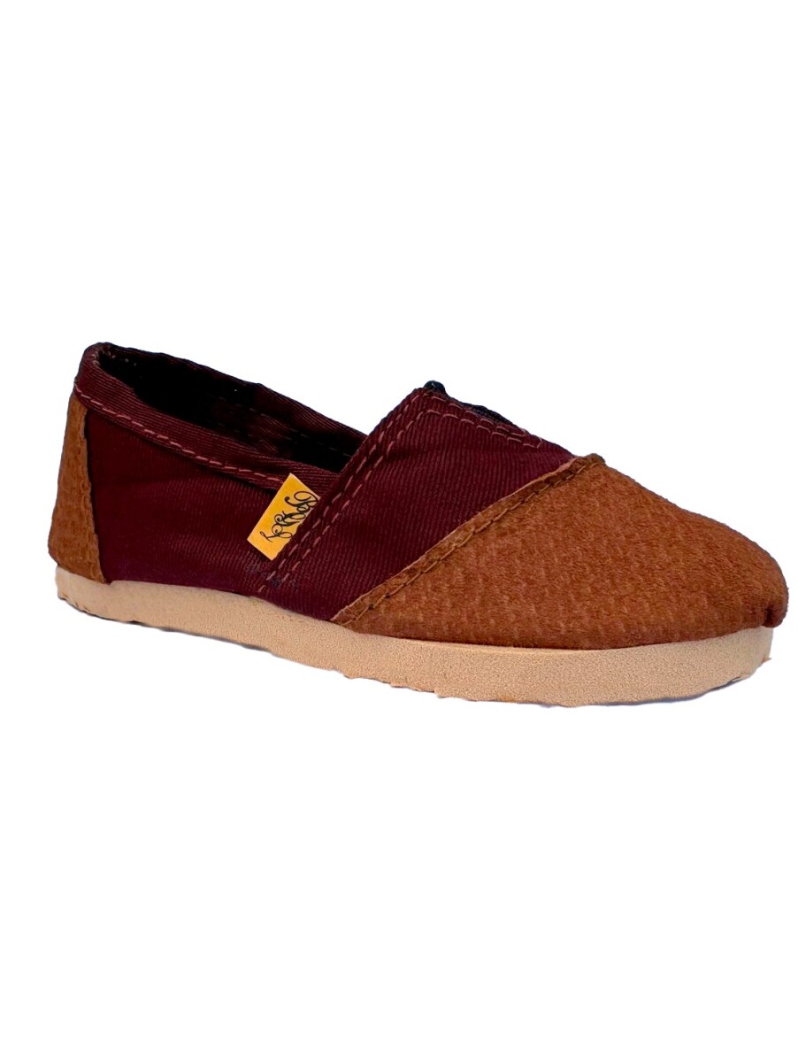 Alpargatas combinadas de niño - Cuero con bordo 