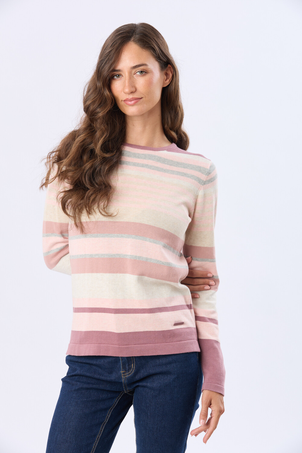 BUZO TEJIDO RAYADO Rosado