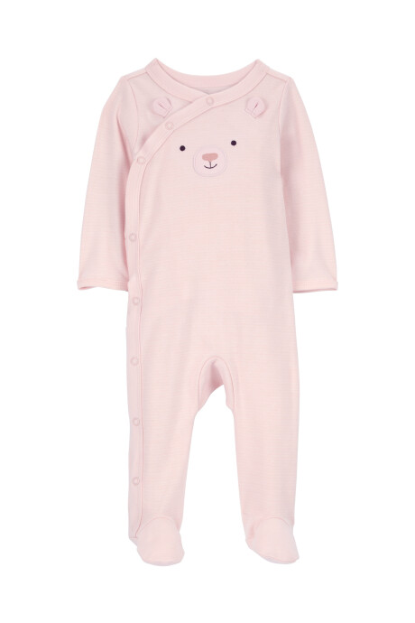 Pijama uno pieza de algodón, con pie, diseño osita Sin color