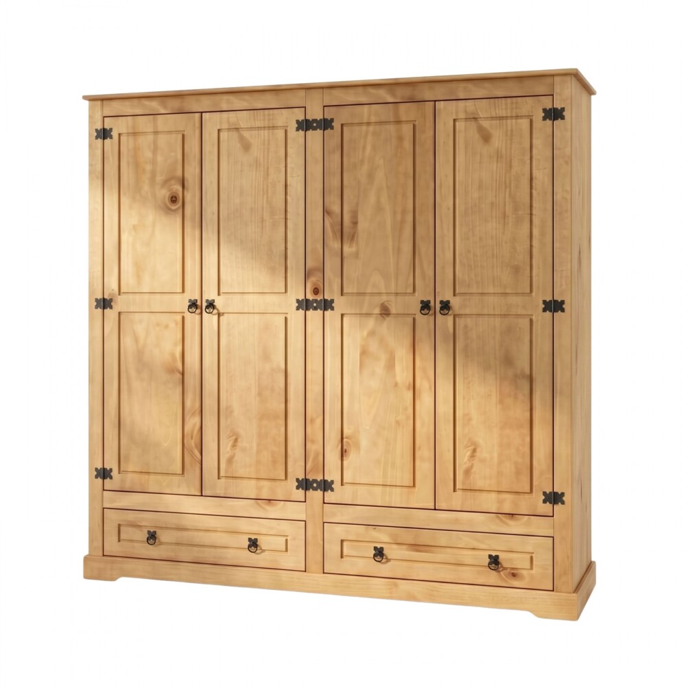 Ropero 4 puertas 2 Cajones Madera - Linea mexicana Natural
