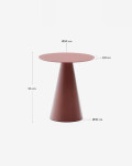Mesa auxiliar Wilshire cristal templado glaseado y acero acabado pintado terracota mate Ø50cm