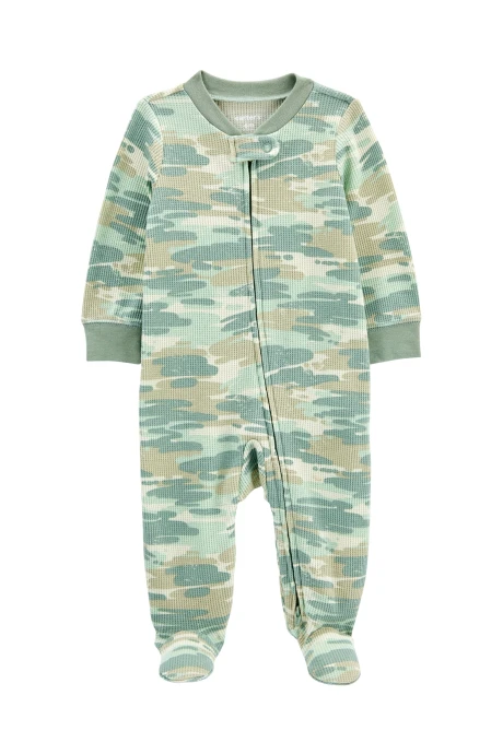 Pijama una pieza de algodón térmico, con pie, diseño camuflado Pijama una pieza de algodón térmico, con pie, diseño camuflado
