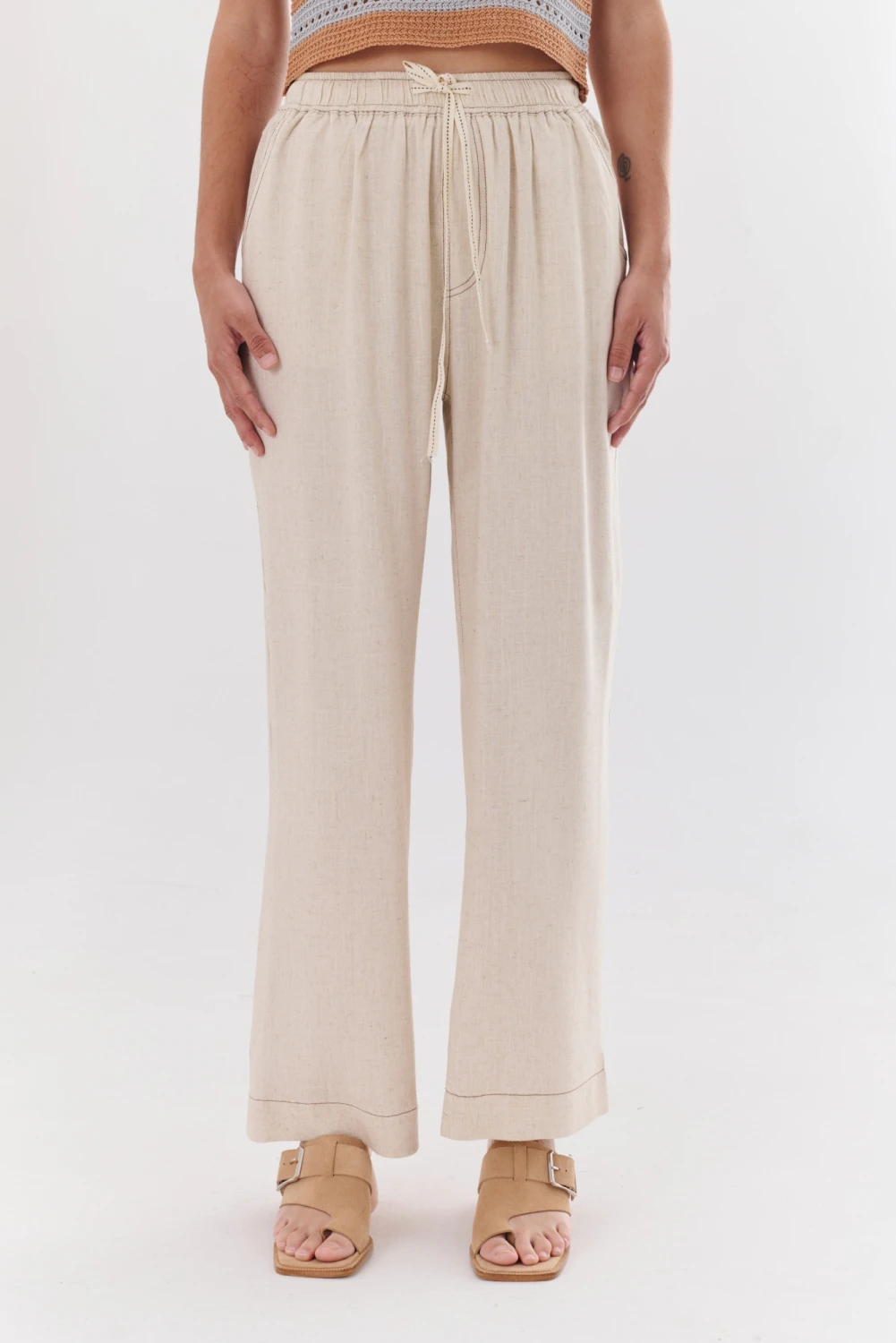 PANTALON LINO EVA beige 2