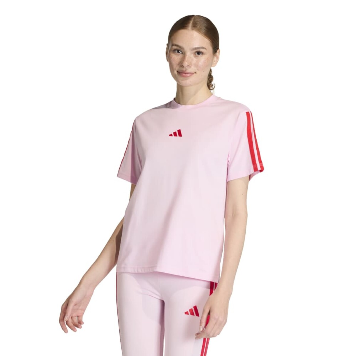 Remera ADIDAS W 3S SJ T B Mujer KC5199 - Rosado Claro-rojo 