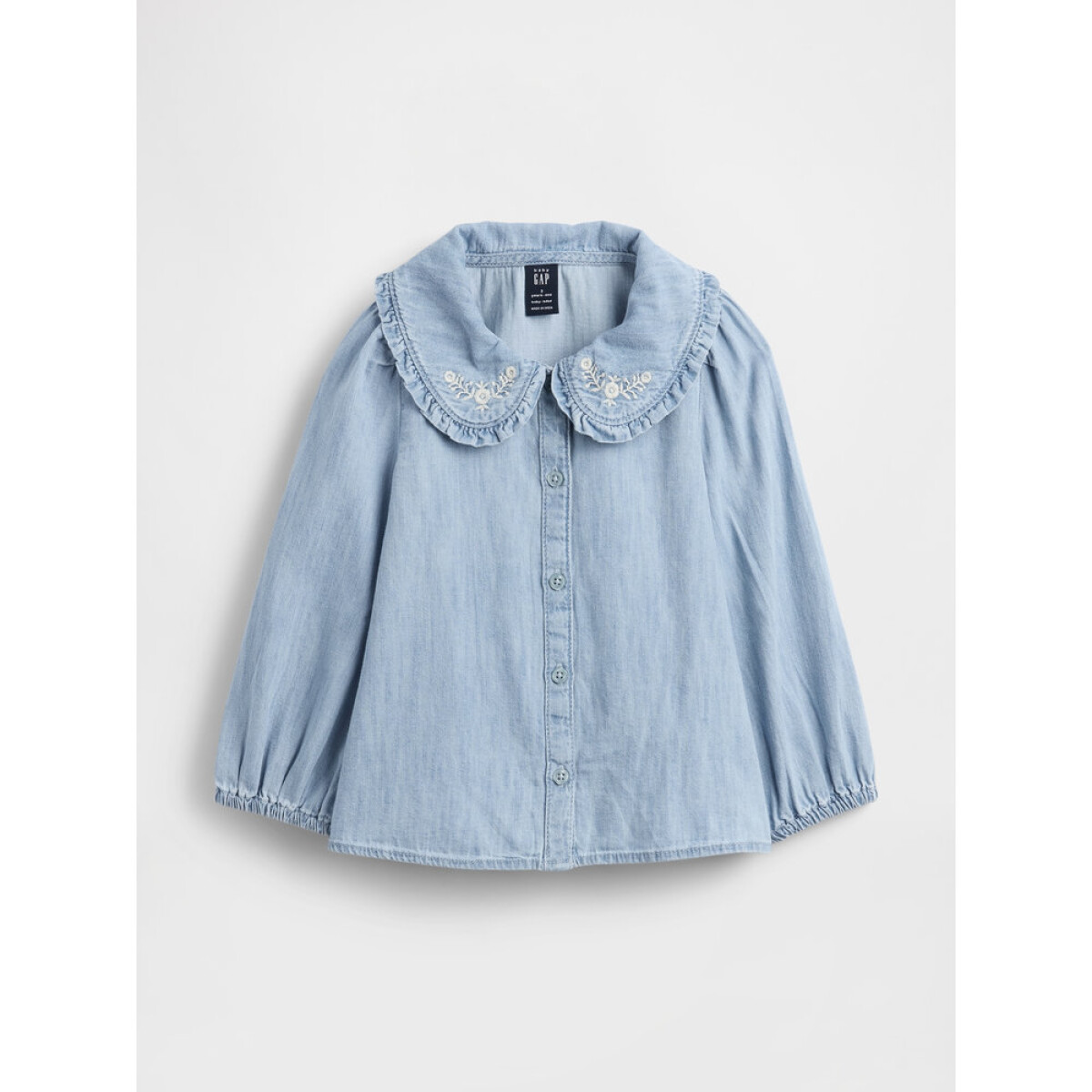 LS COLLAR DNM TOP - LIGHT WASH 