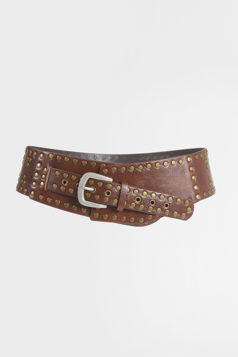 Cinturón faja tachas marrón