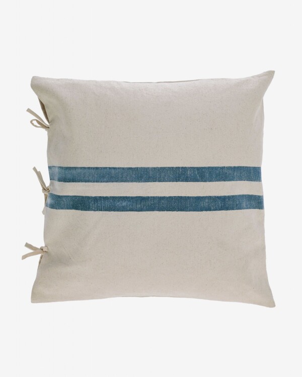 Almohadón Ziza 100% algodón rayas gruesas azul y blanco 60 x 60 cm