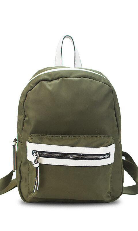 MOCHILA JEREZ OLIVA Y BLANCO