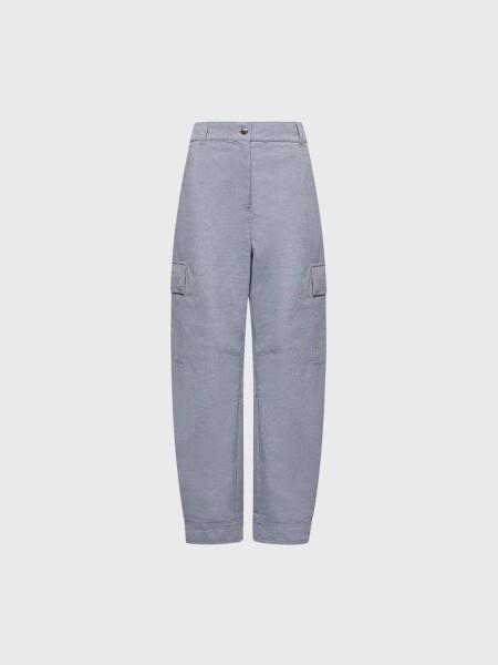 MONCLER - Pantalones de Cambray Azul Medio