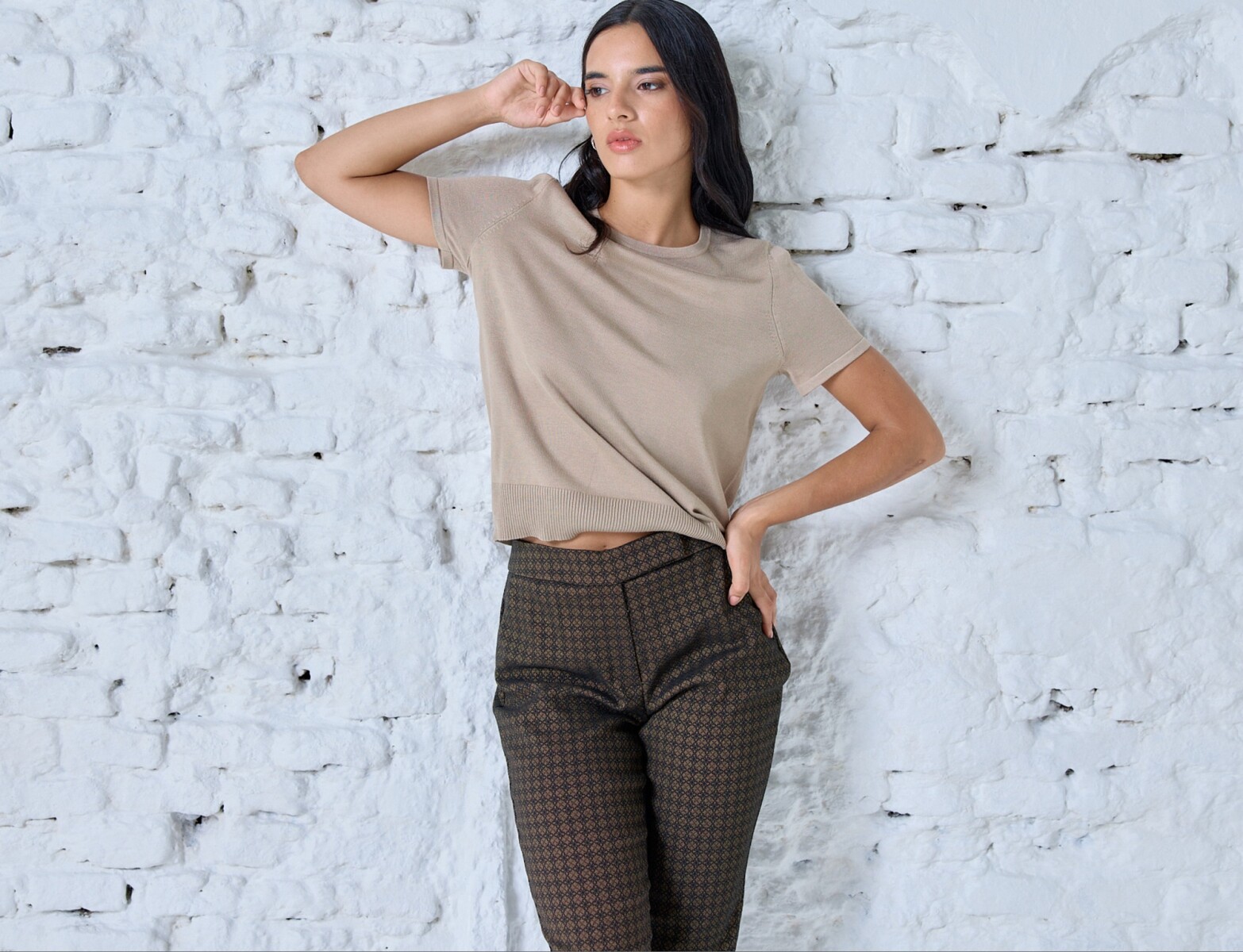 Pantalon Recto - Negro/dorado 