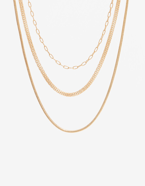 Collares Cortos Metal Collar Multicadenas - Dorado