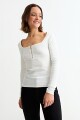 Remera m/l con cierre frontal BLANCO