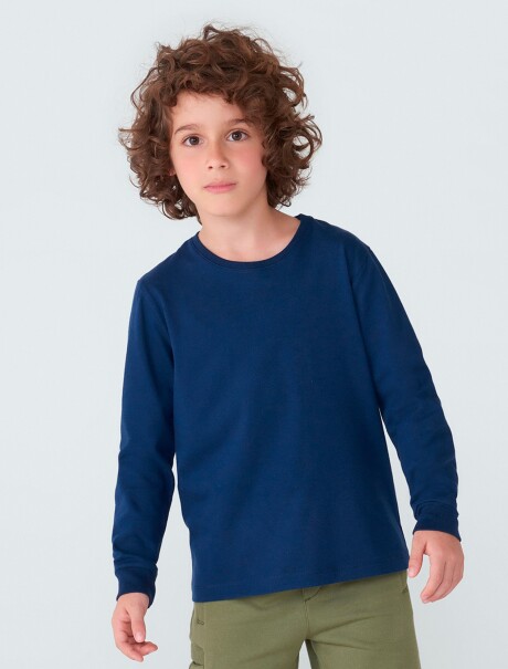 CAMISETA BÁSICA UNISSEX INFANTIL AZUL OSCURO