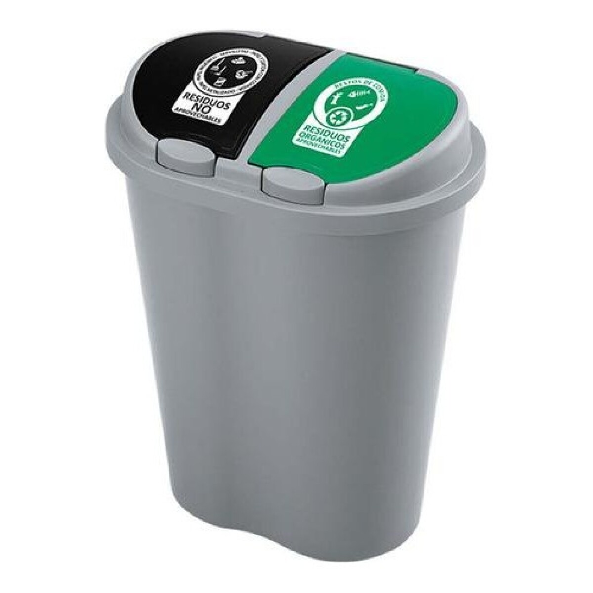 Basurero doble para reciclaje Rimax 50 Litros Negro/Verde - Gris 