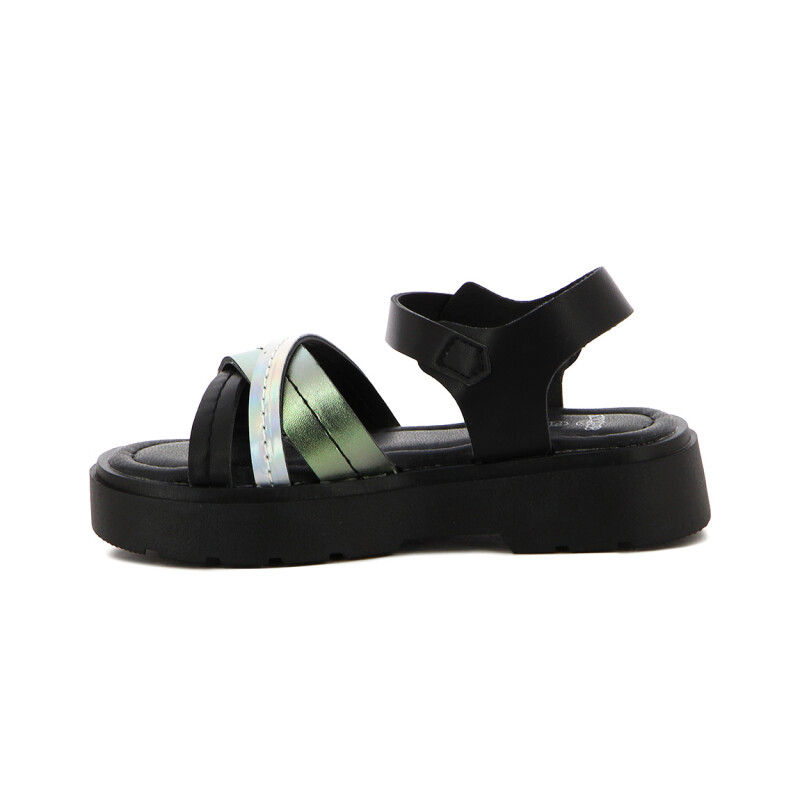 Angus Sandalia Niña Tira Cruzada C/ Pulsera Y Hebilla Negro