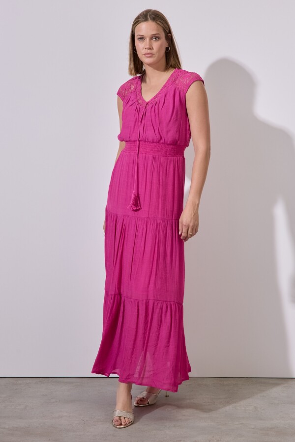 Vestido Maxi Encaje FUCSIA