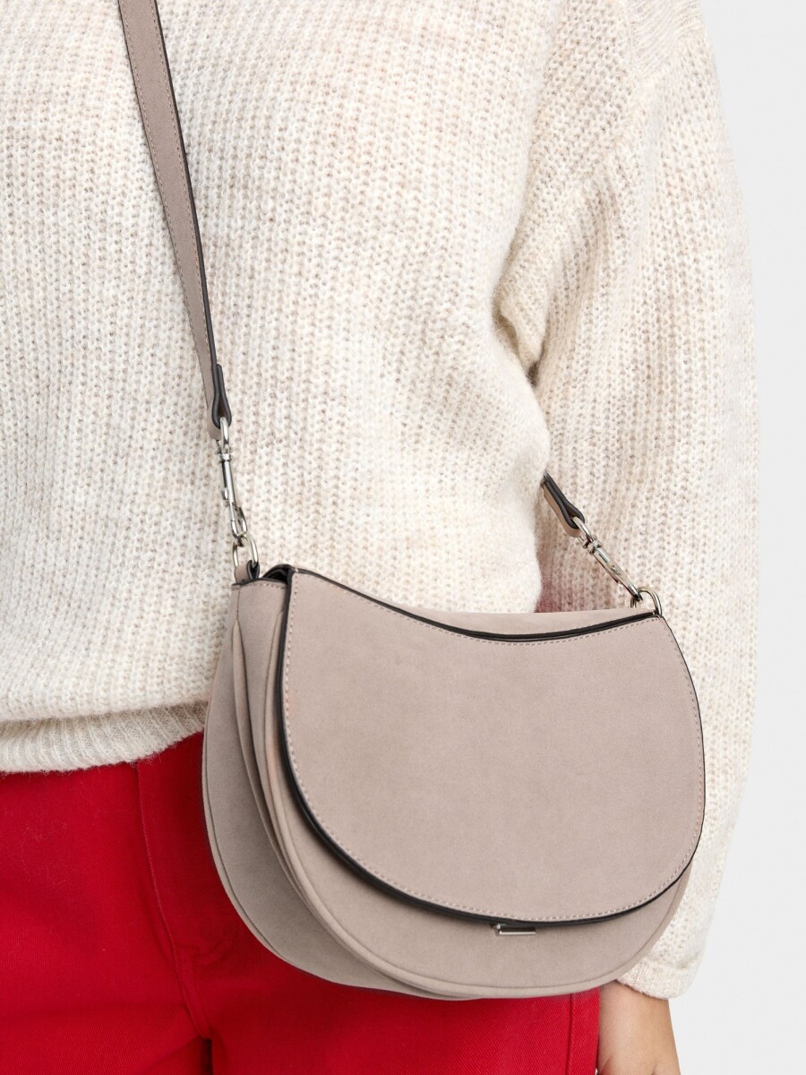 Bolso Bandolera Efecto Piel Con Solapa rosa