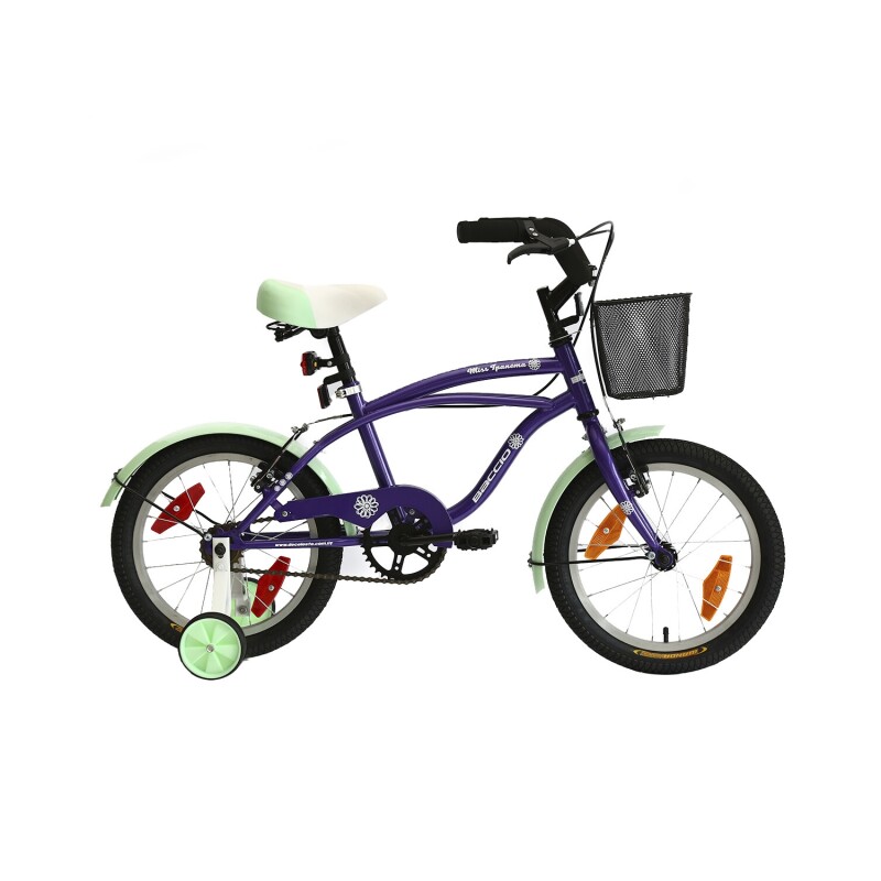 Bicicleta Infantil Baccio Ipanema rodado 16 con canasto Violeta/Verde