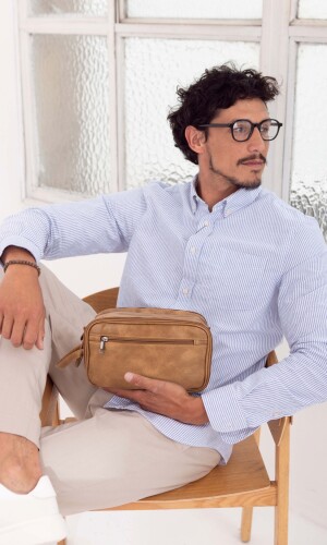 NECESER GAICO DOBLE CIERRE C/ ORGANIZADOR CASTAÑO