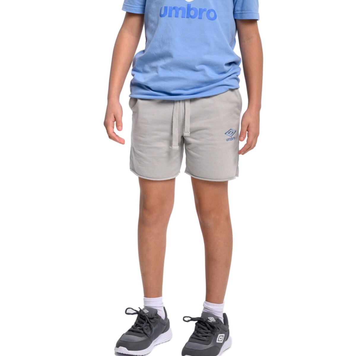 Short Infantil Umbro Raw Edge - Gris - Celeste 