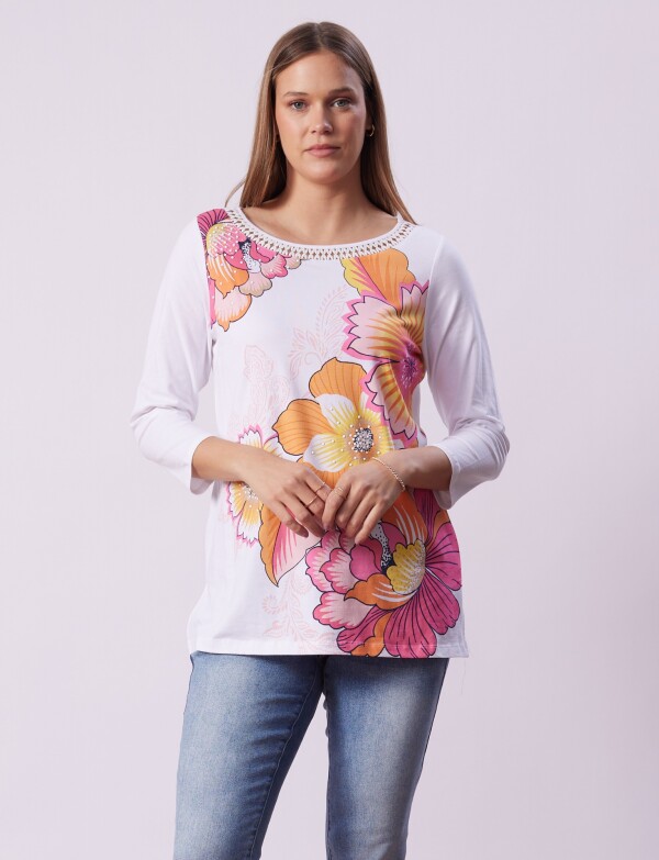 Blusa Det Puntilla F BLANCO/MULTI