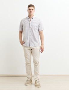 012635 CAMISA HARRINGTON LABEL Blanco/tostado