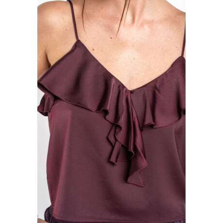 Musculosa Volado Saten Bordeaux