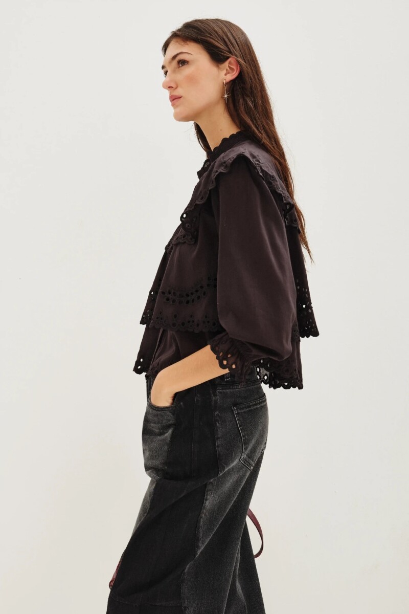 Camisa Belle Lace Negro
