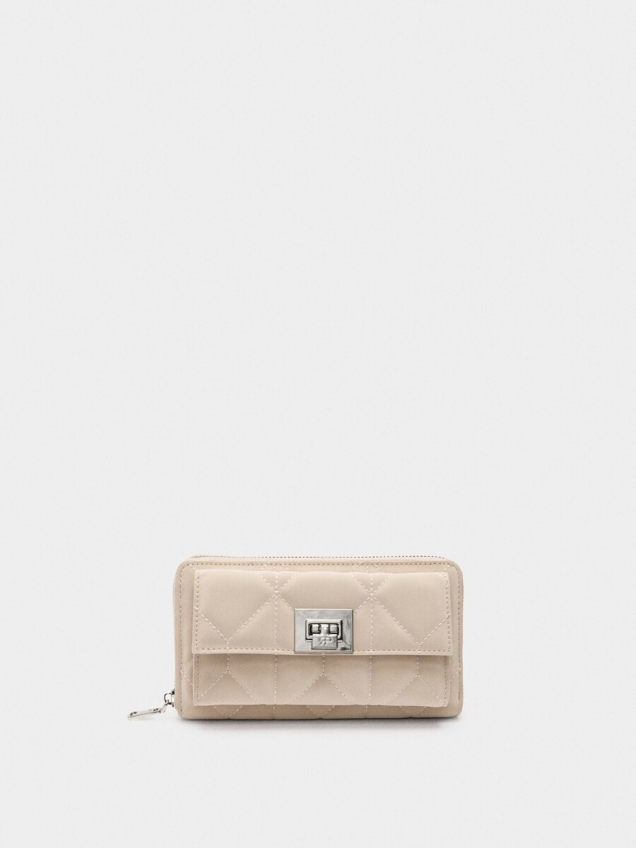 Cartera Acolchoada Con Textura Suave beige
