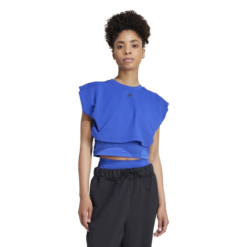 Remera Adidas Power Boxy 3 Rayas Azul
