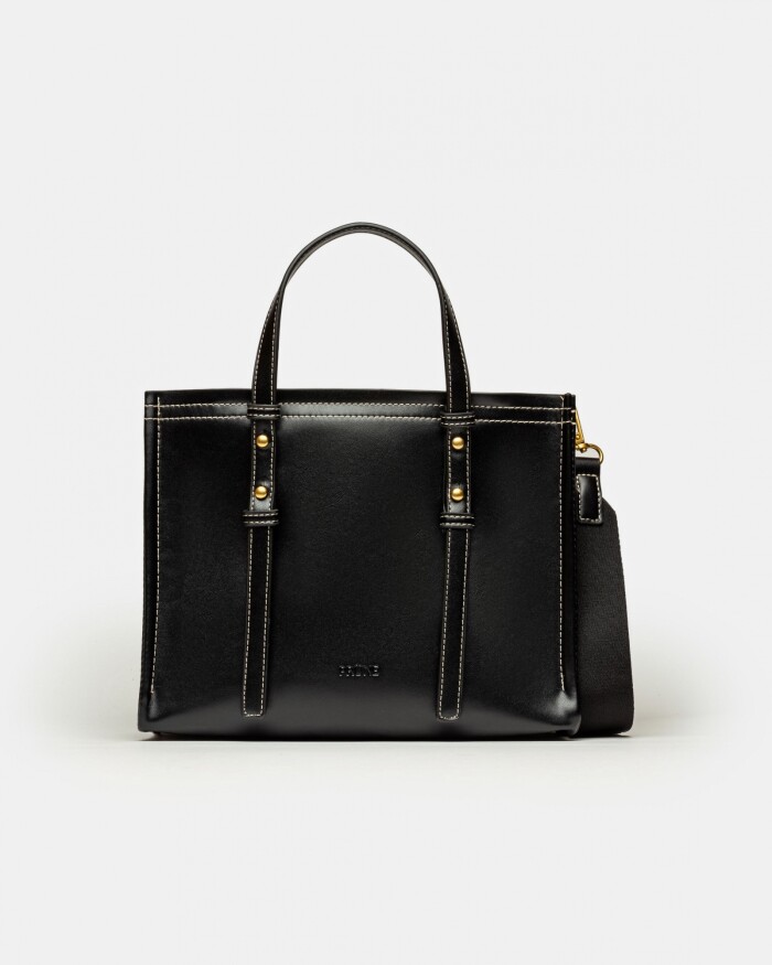 Cartera de mano Louise en efecto cuero liso Negro