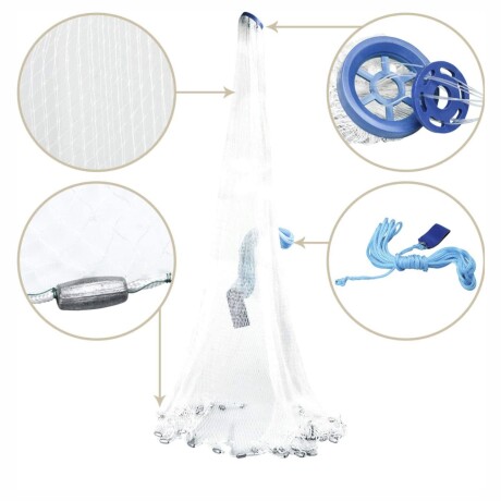 Tarraya Red de Pesca Profesional 6 Metros Diámetro Malla 5 cm Tarraya Red de Pesca Profesional 6 Metros Diámetro Malla 5 cm