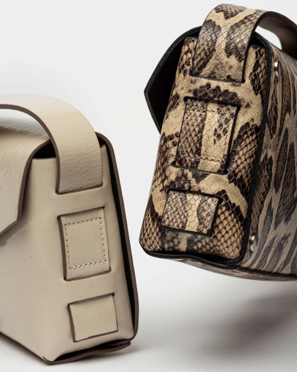 Mini Bag Palma En Cuero Grabado Pitón Beige