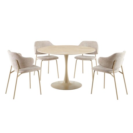 JUEGO DE COMEDOR METAL-Y-PIEDRA TULIP