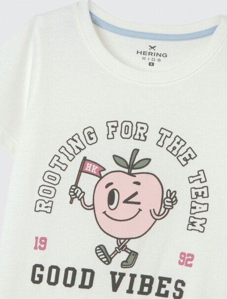 CAMISETA DE NIÑA MANGA CORTA ESTAMPADA BEIGE