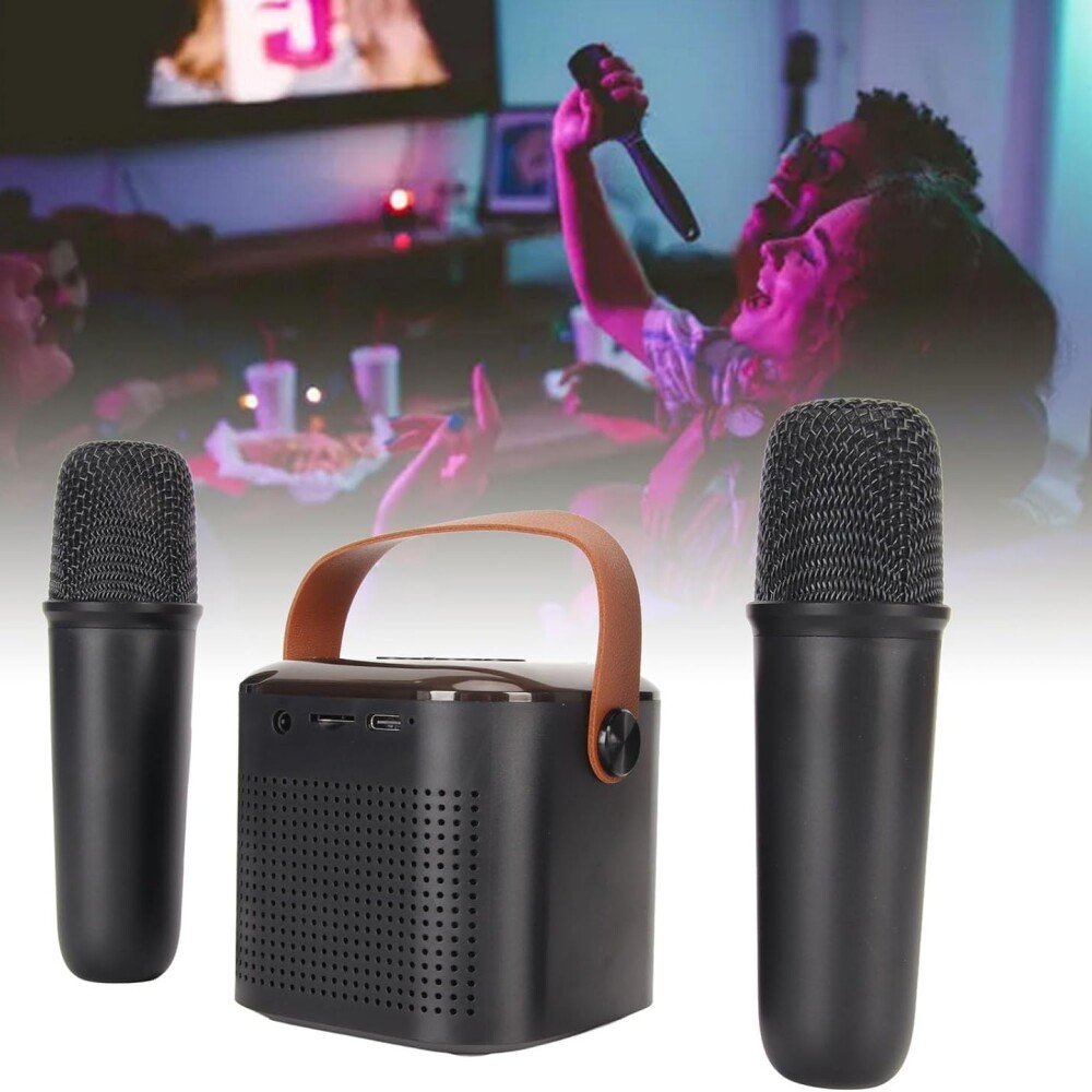 Mini Parlante Inalambrico Con 2 Microfonos Negro