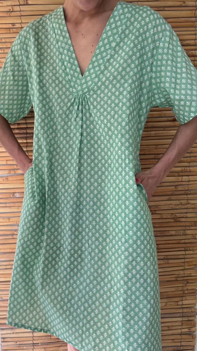 Ofelia Block Print - Verde y Blanco 